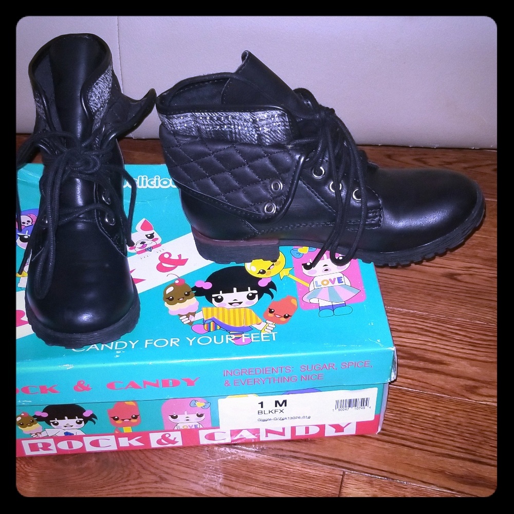 Girls New Combat Boots Sz 1